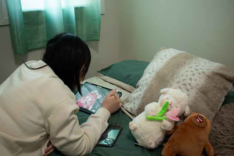 person doing homework